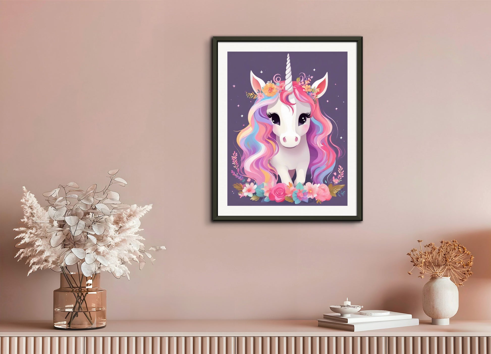 Poster with metal frame: , A baby cute unicorn