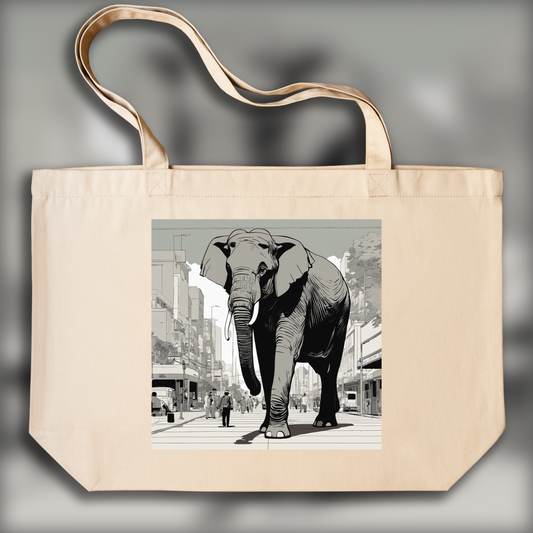 Tote bag - Auteur de bande dessinée américain à la ligne épurée et minimaliste, Éléphant - 3108287561