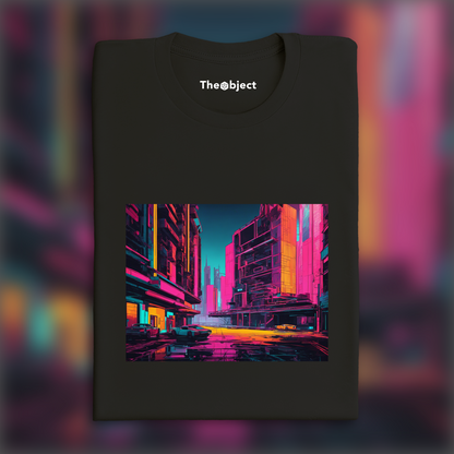 T-Shirt - Neon punk, Brutalist architecture, city - 1369078049