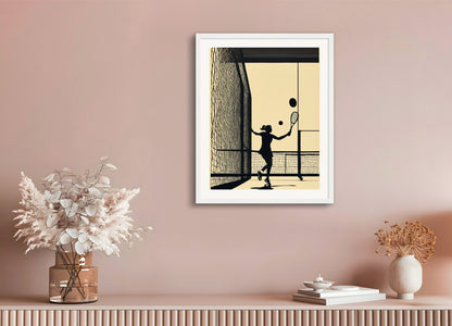 Poster with wood frame: Refined American, modern and nervous illustration, 