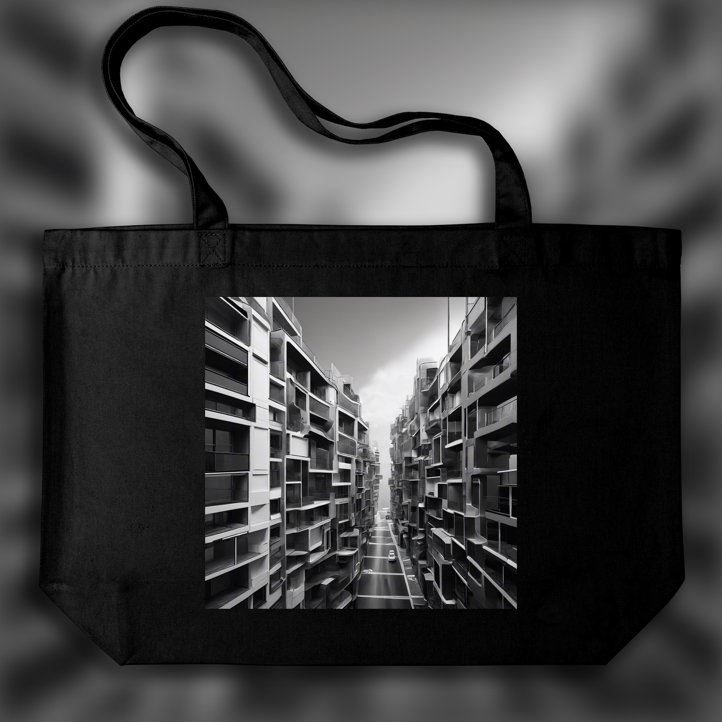 Tote bag - Urban abstract explorations, black and white, Street - 1174818028