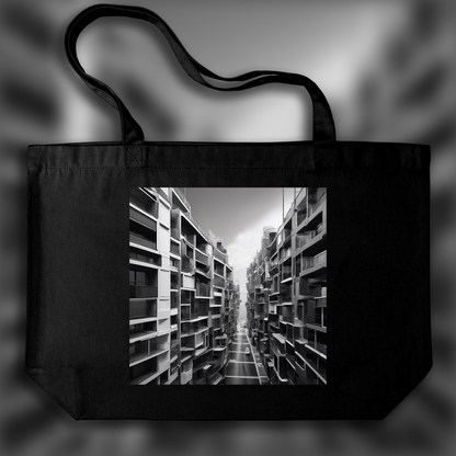 Tote bag - Explorations abstraites urbaines, noir et blanc, Rue - 1174818028