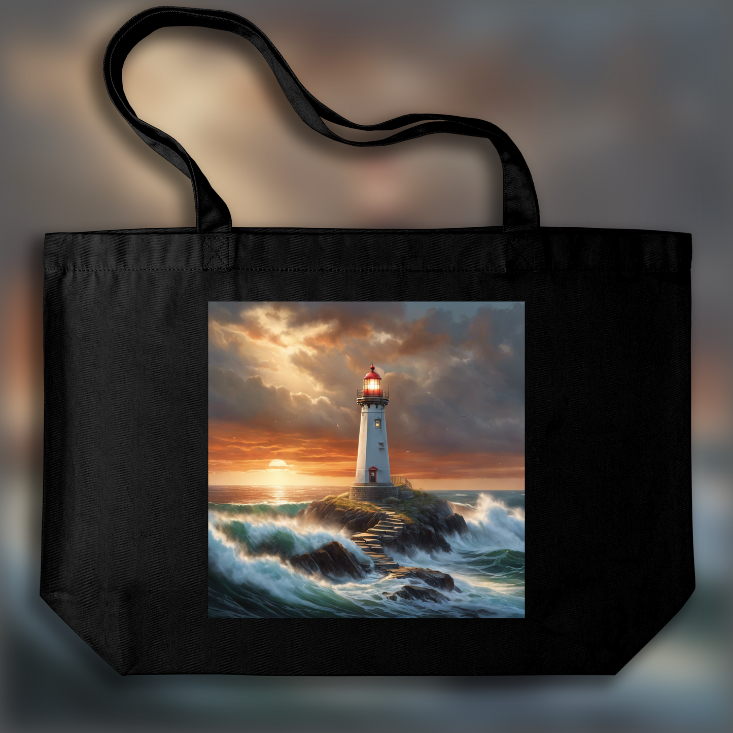 Tote bag - Dramatic , Phare - 720860875