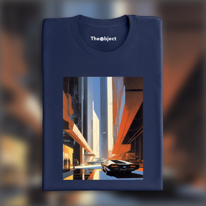 T-Shirt - Futuristic American industrial design, Brutalist architecture, city - 1808224320