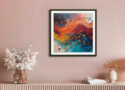 Poster with metal frame: Fluid Art, Stars