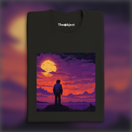 T-Shirt - Jeu vidéo rétro, coucher de Soleil mystique