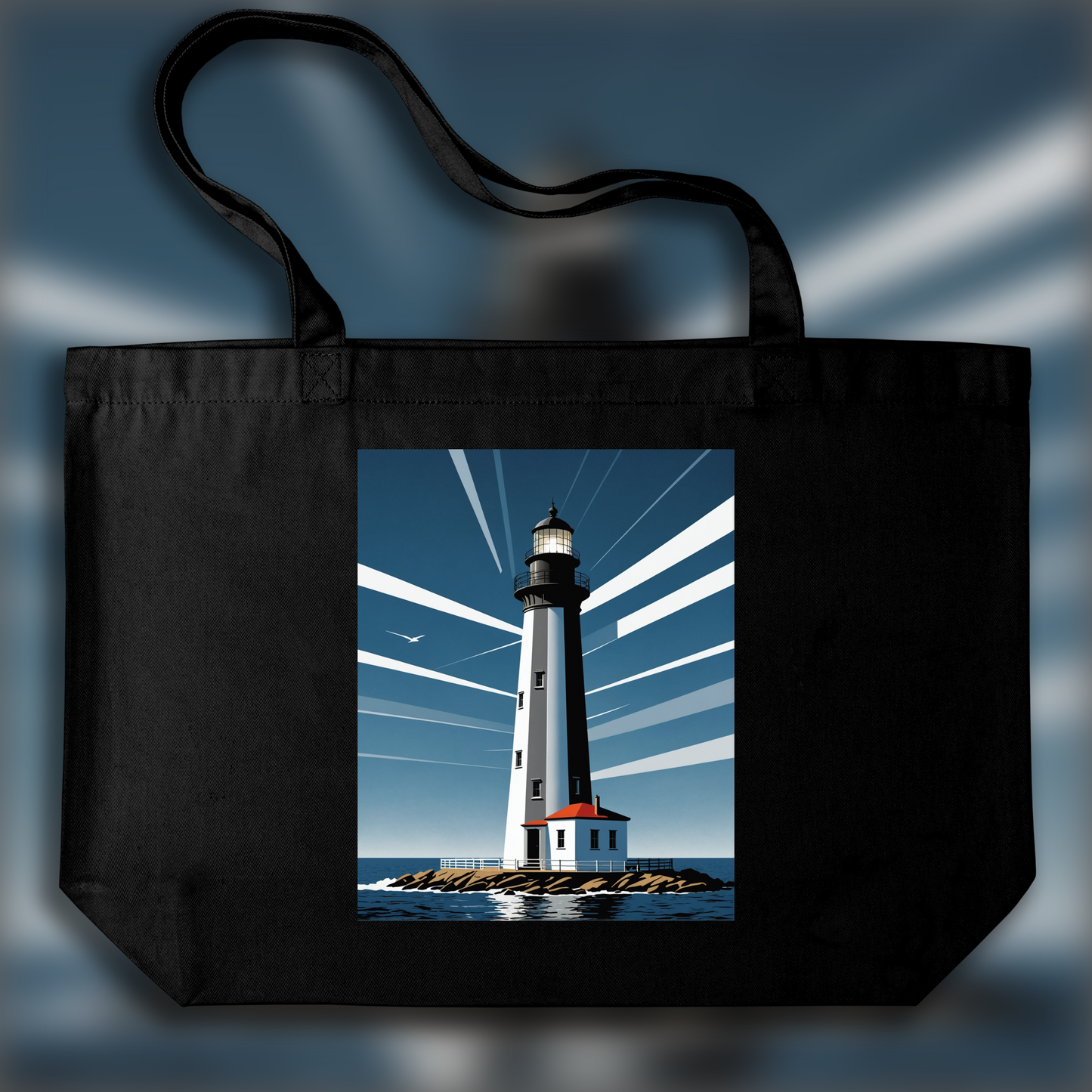 Tote bag - Clean style, geometry and restricted color palettes, Lighthouse - 3611063446