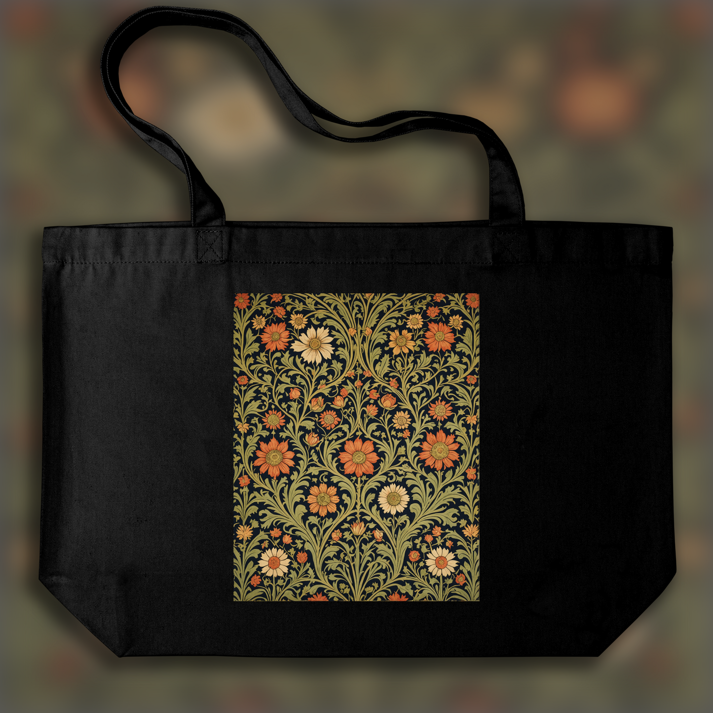 Tote bag - Motifs, floral decoration of 19th century English crafts, tapestry - 1049546217