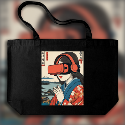 Tote bag - Vues poétiques ukiyo-e, moments fugaces, close up of a women with a virtual reality headset - 4035442234