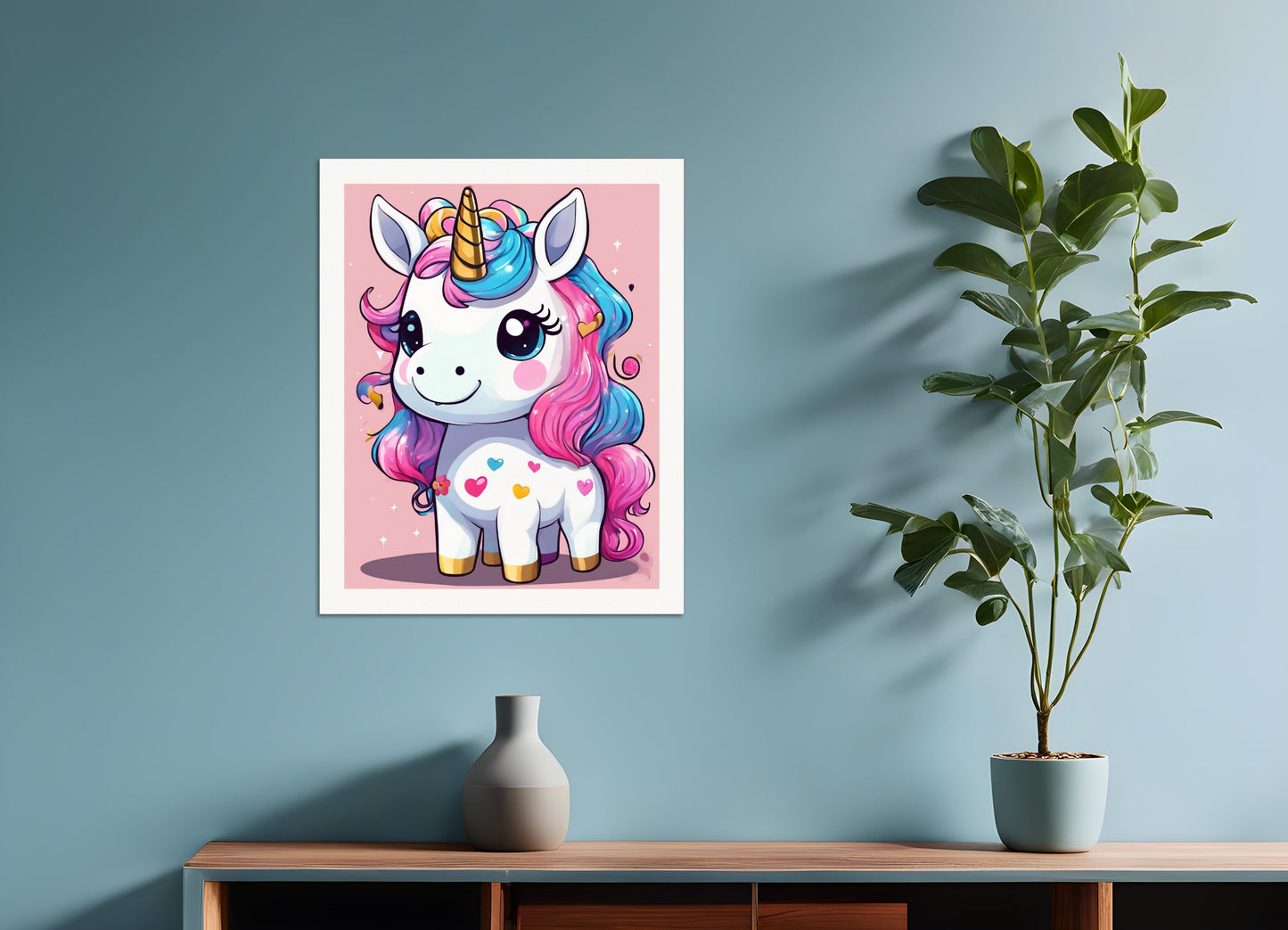 Poster: Japanese contemporary Kawaii artist, A baby cute unicorn