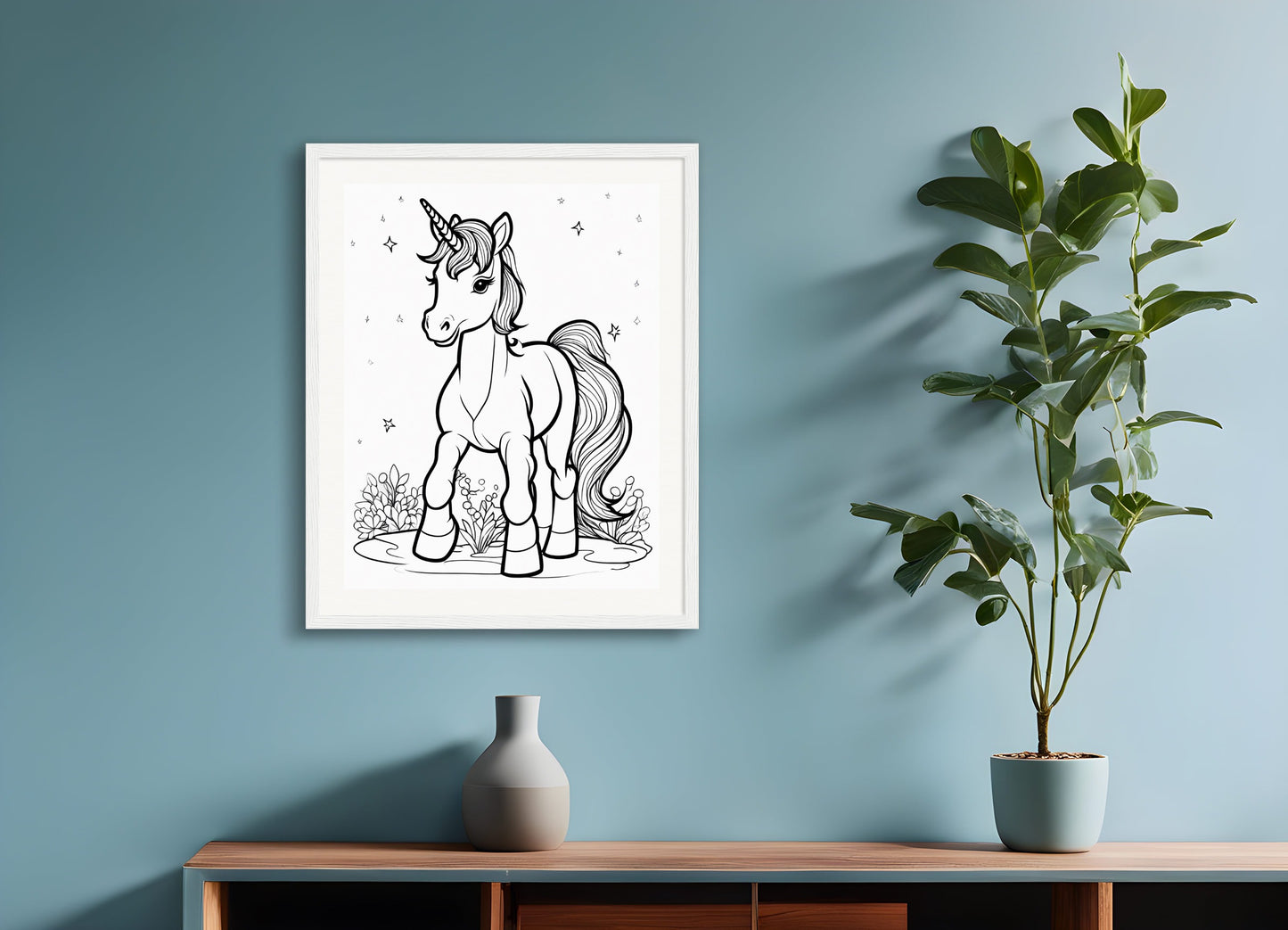 Poster with wood frame: Coloring page, 