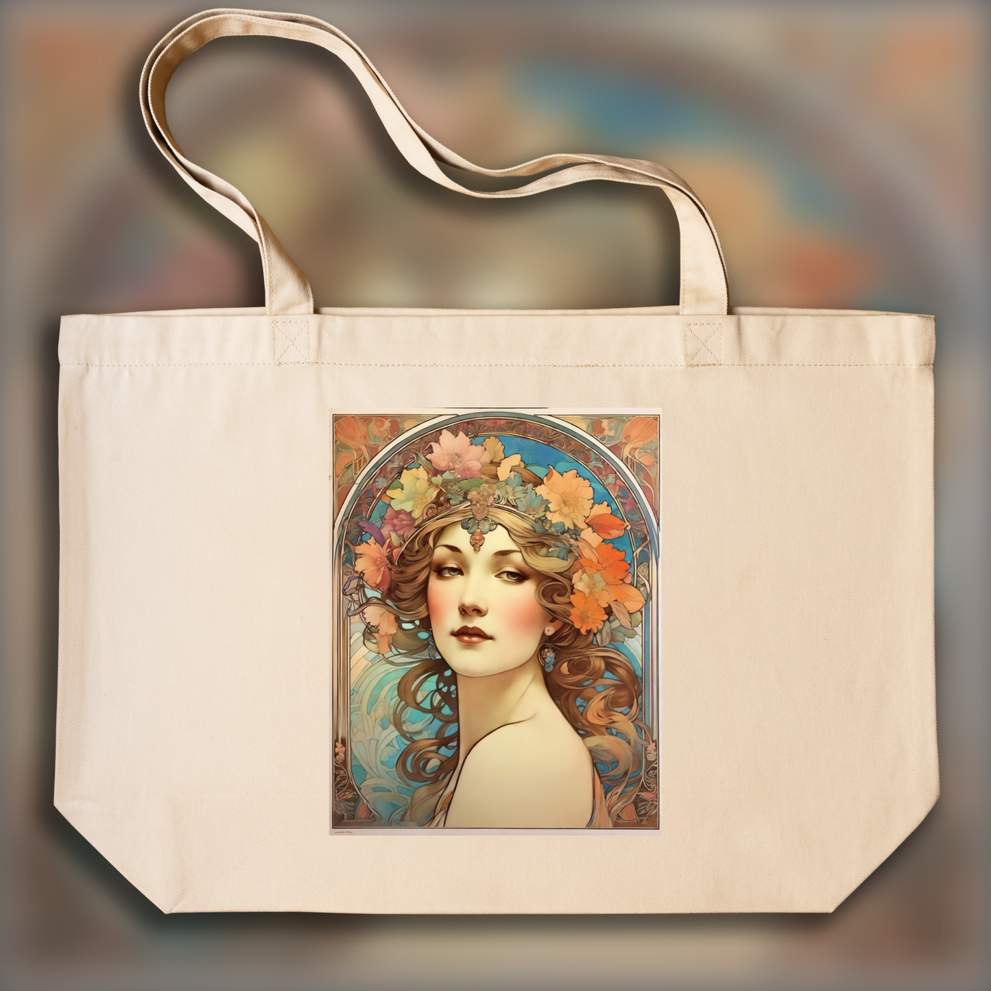 Tote bag - Enchanting fusion of ornate lines and flowing shapes, Rainbow - 3516619579