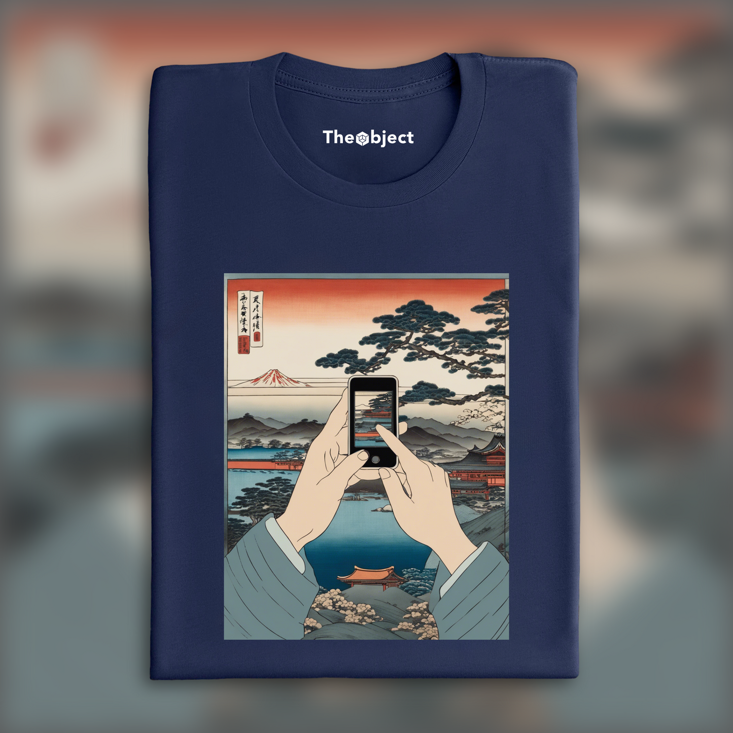 T-Shirt - Vues poétiques ukiyo-e, moments fugaces, hands holding electronic device - 1931835037