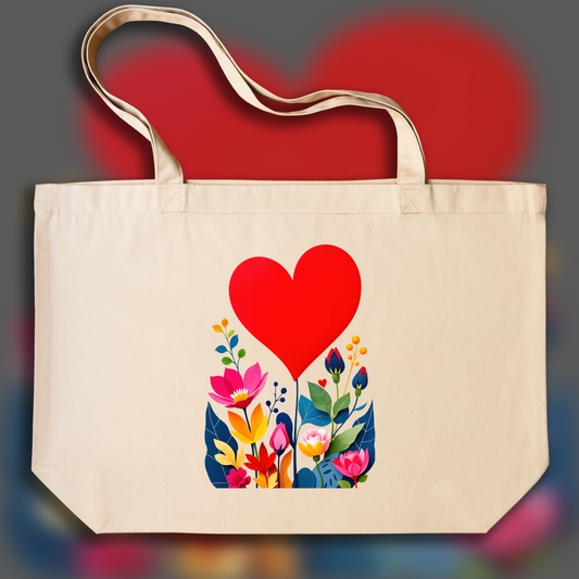 Tote bag - Découpes florales, un cœur