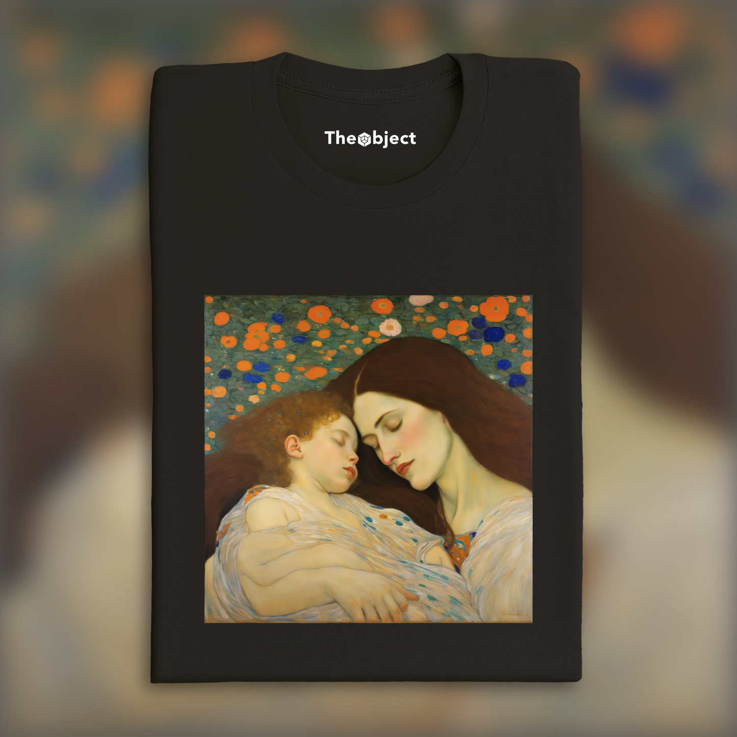 T-Shirt - Klimt, Mother long flowing hair cradling child sleeping  - 585728324