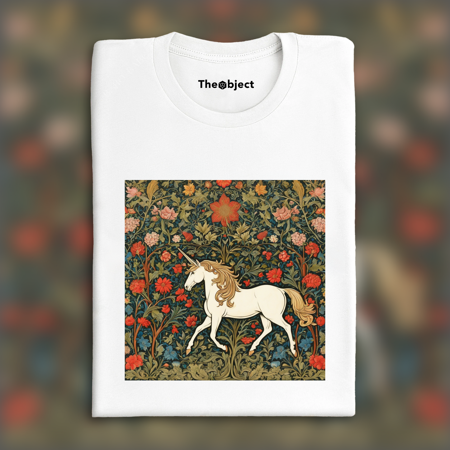 T-Shirt - Motifs, floral decoration of 19th century English crafts, Unicorn - 801761322