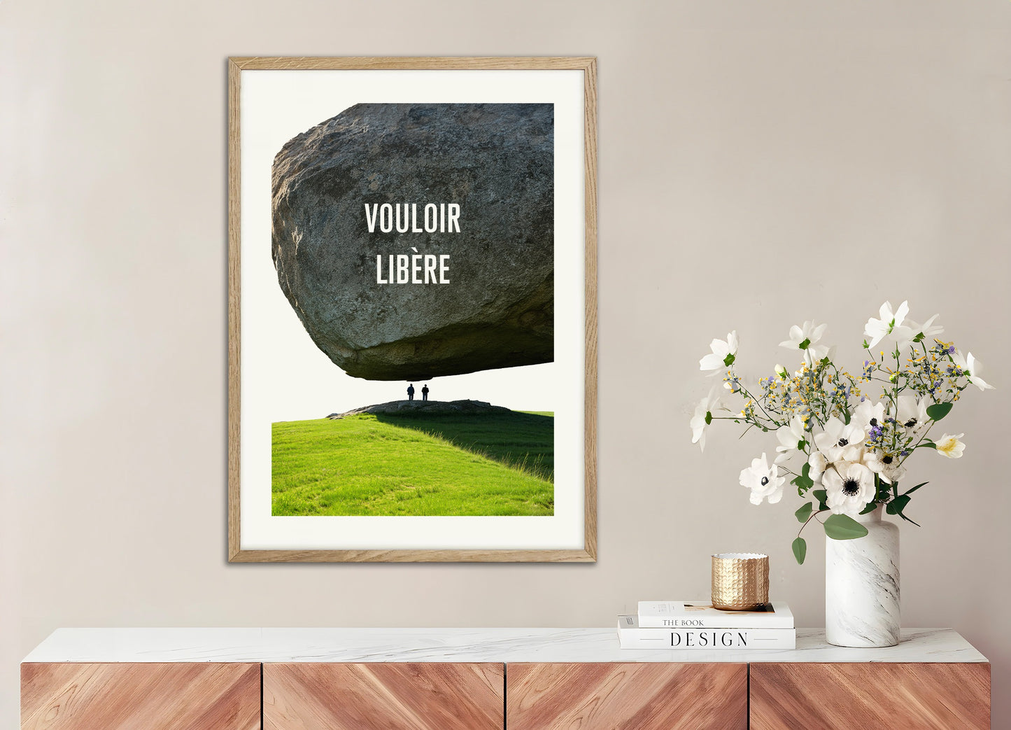 Poster with wood frame: Willing liberates, Nietzsche