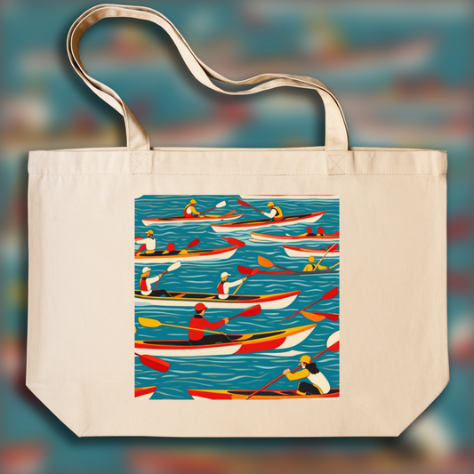 Tote bag - Scène pointilliste méticuleuse, capture de la lumière, Kayak sport - 969676365