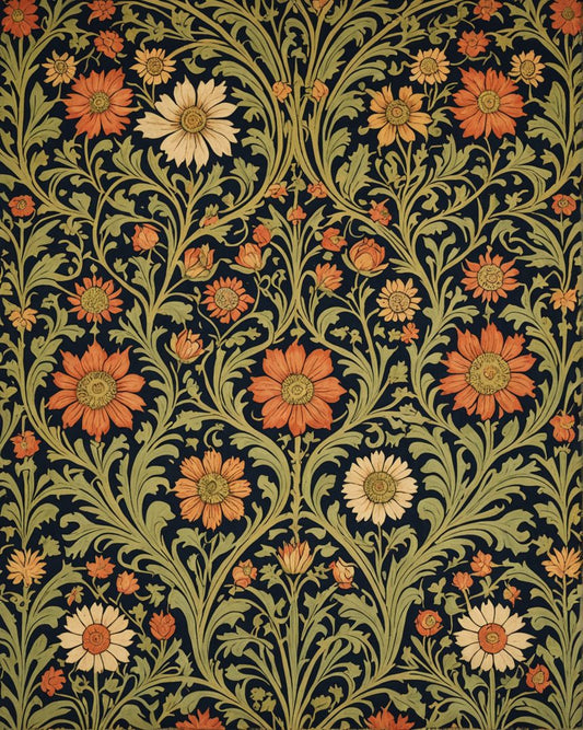 Image - Motifs, décoration florale de l'artisanat anglais du XIXe siècle, tapisserie - 1049546217