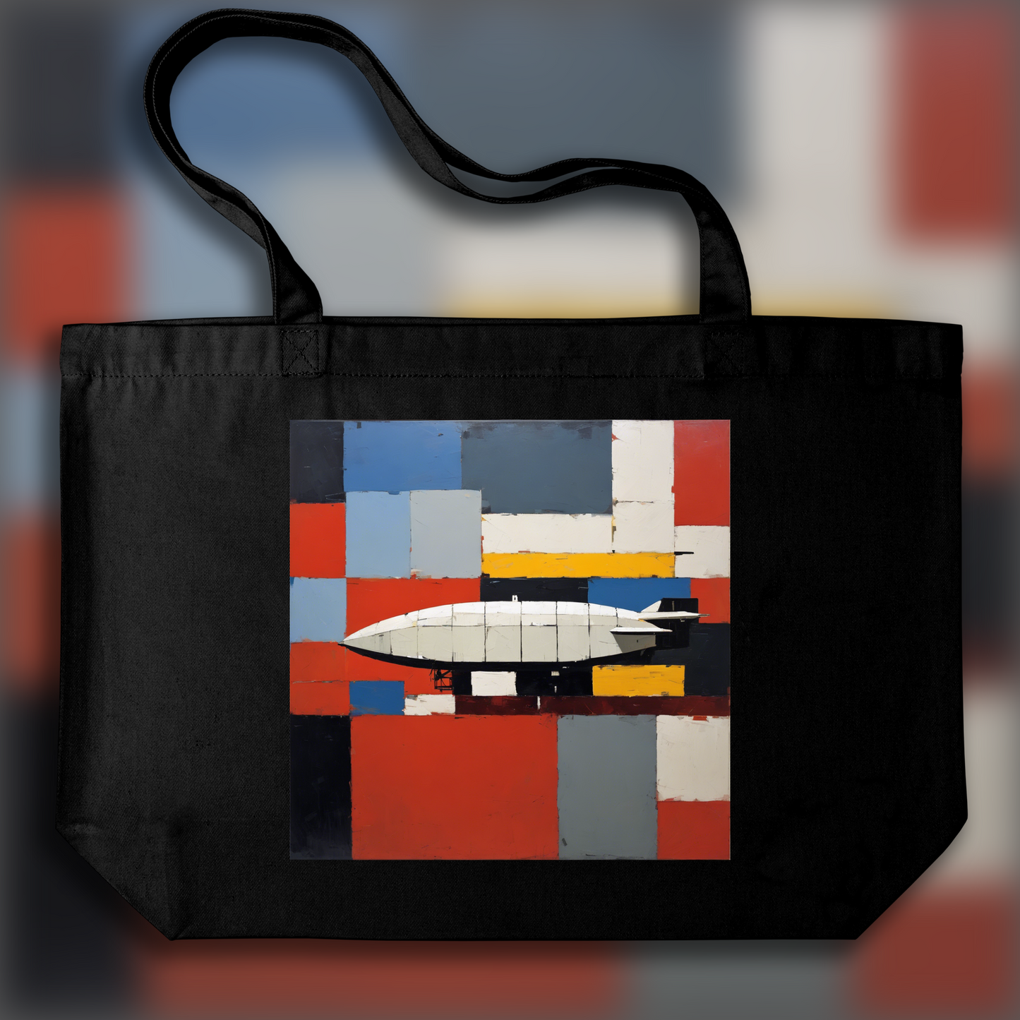 Tote bag - Figurative abstraction, formes géométriques épaisses et texturées, Zeppelin - 1724975525