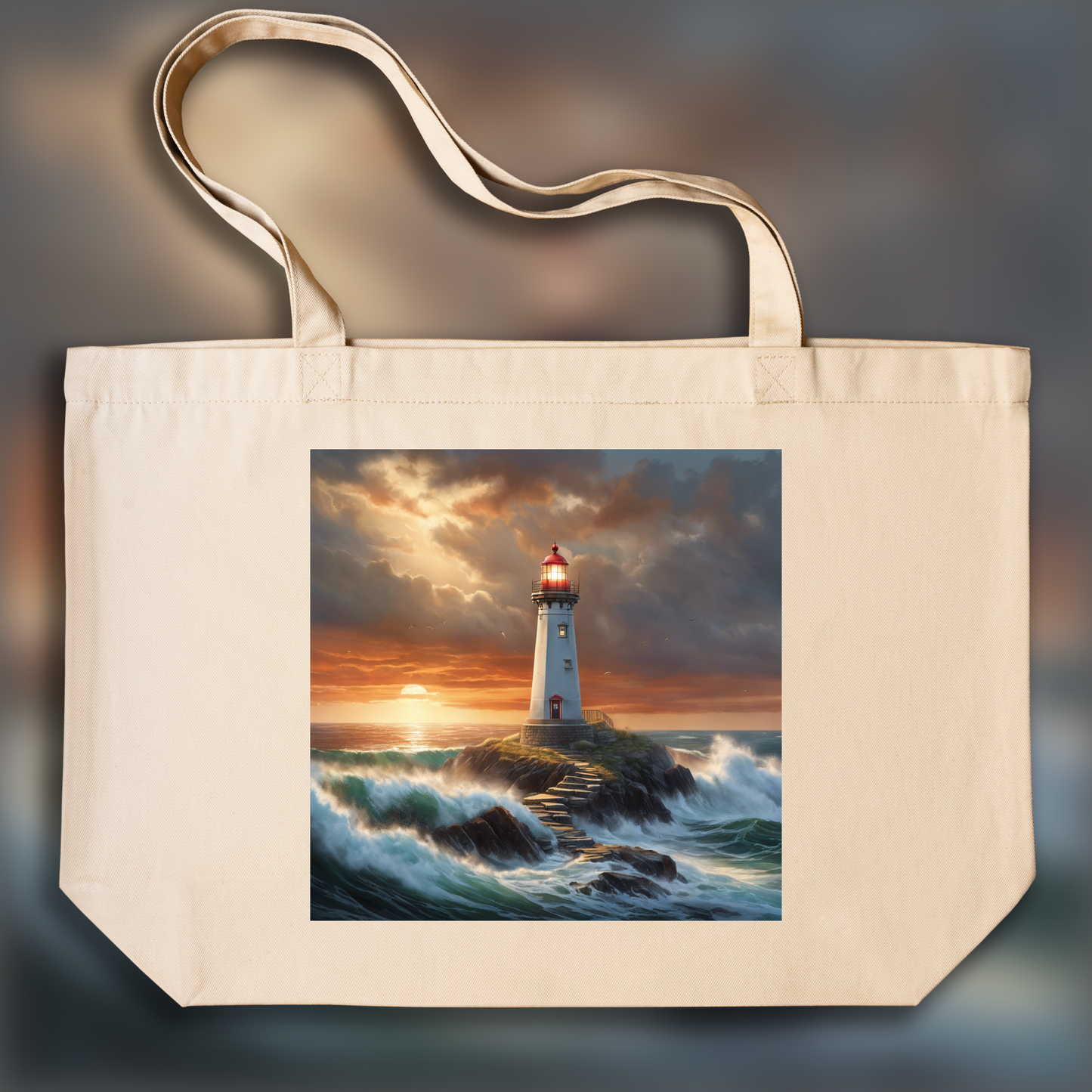 Tote bag - Dramatic , Phare - 720860875