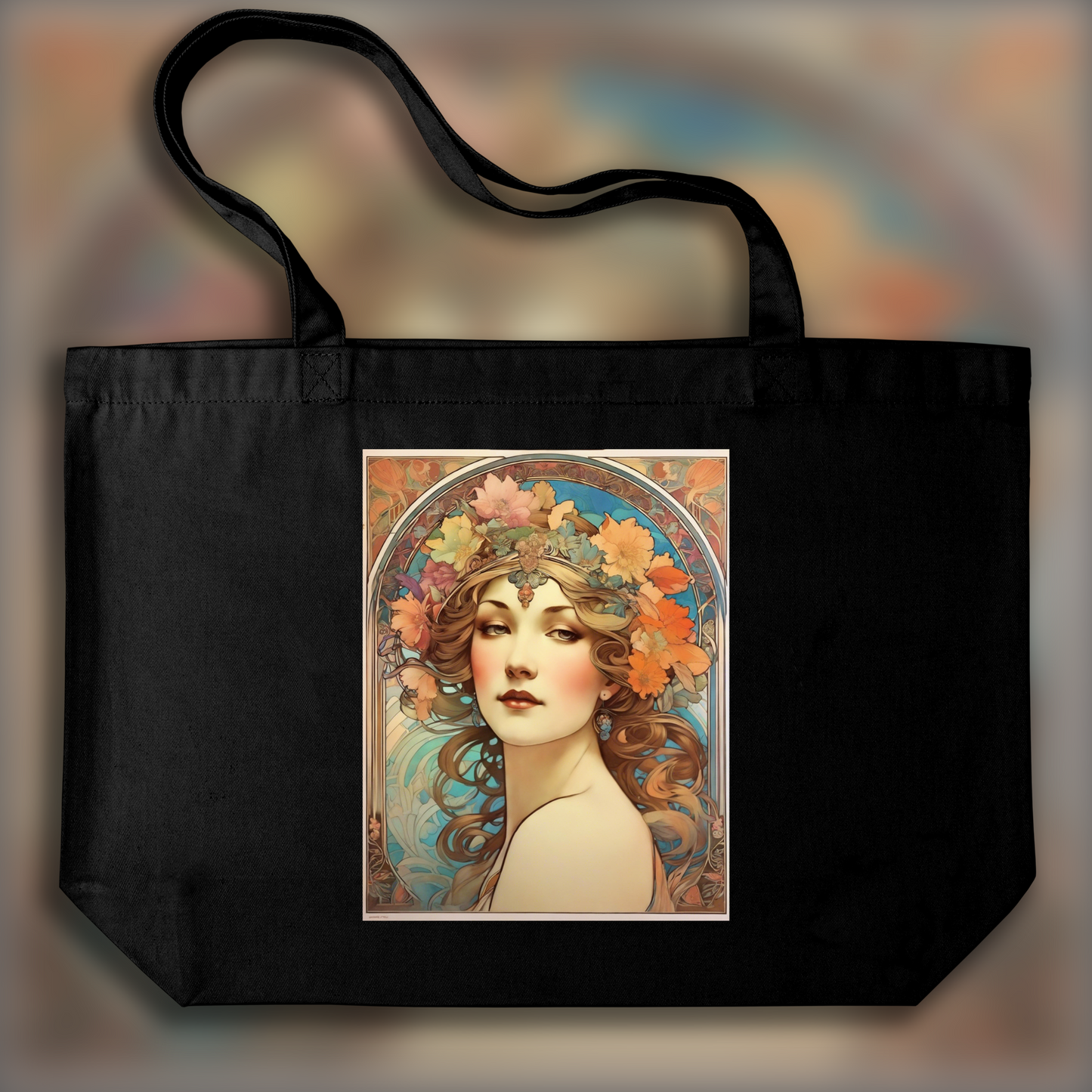 Tote bag - Enchanting fusion of ornate lines and flowing shapes, Rainbow - 3516619579