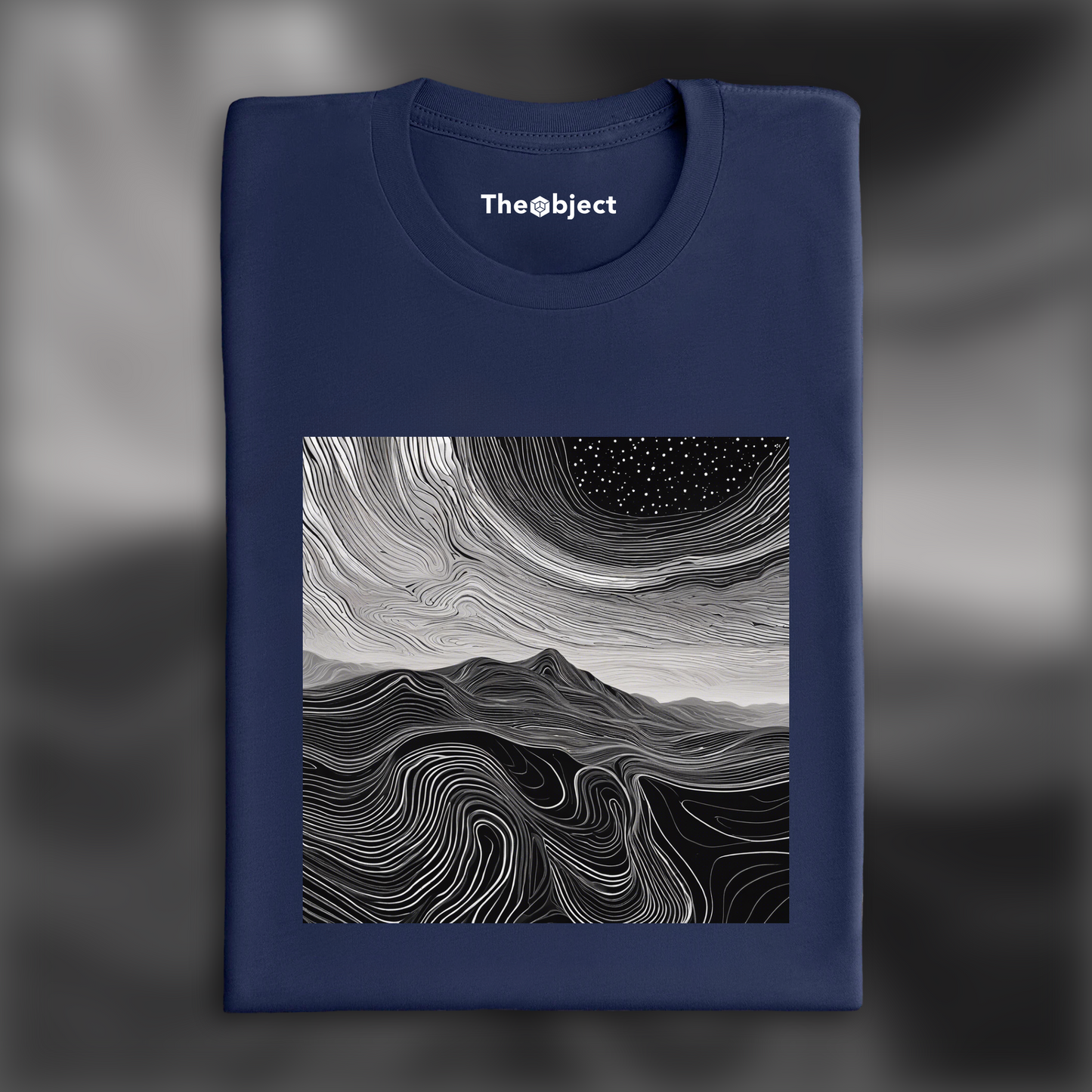 T-Shirt - Topographic lines on cosmic background, Coffee - 2869873668