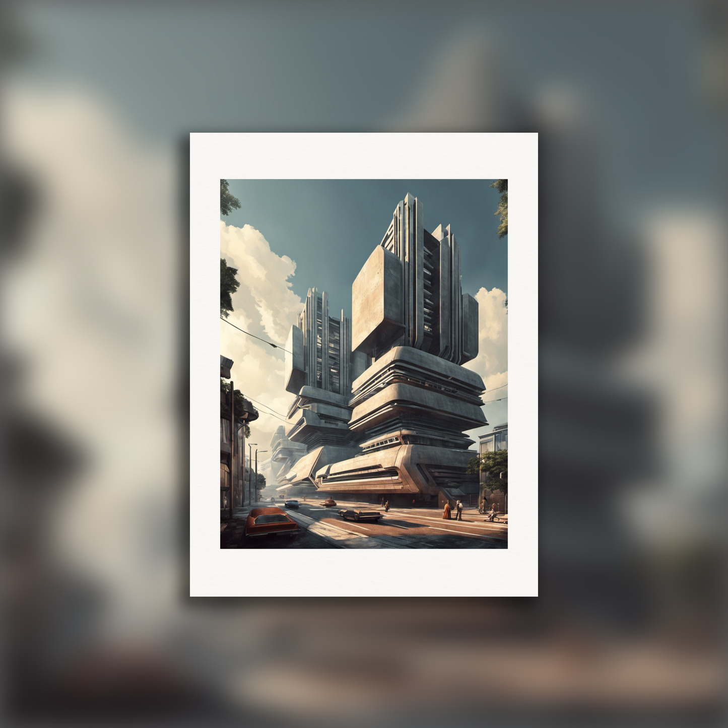 Poster - Retro future, Brutalist architecture, city - 2599149664