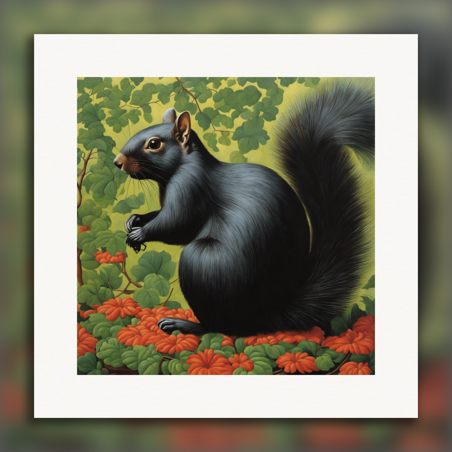 Poster - Belgian surrealism, a black squirrel - 854279793