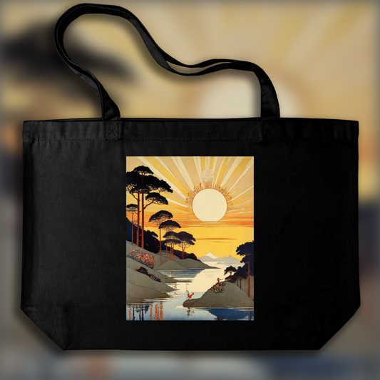 Tote bag - Illustration américaine fantaisiste aux éléments enchanteurs et fantastiques, Soleil - 3622367504