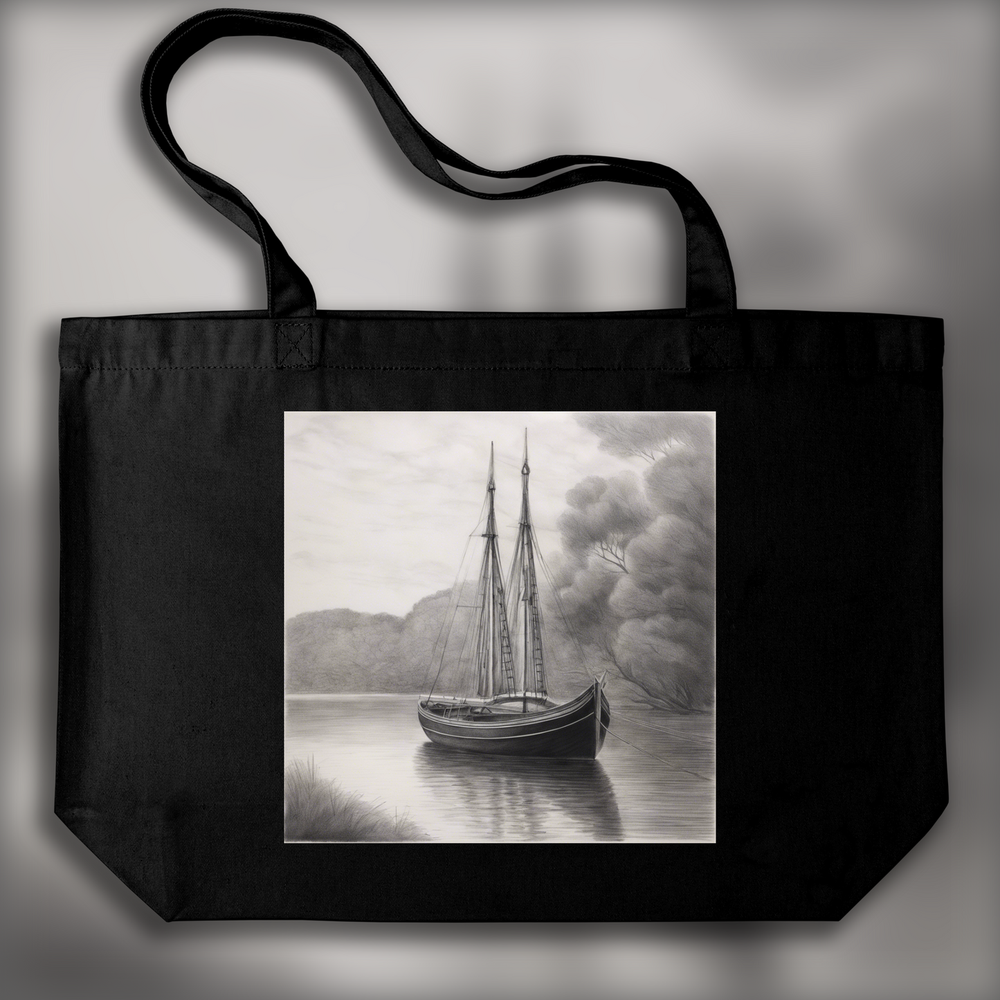 Tote bag - Pencil drawing, Boat - 776066494