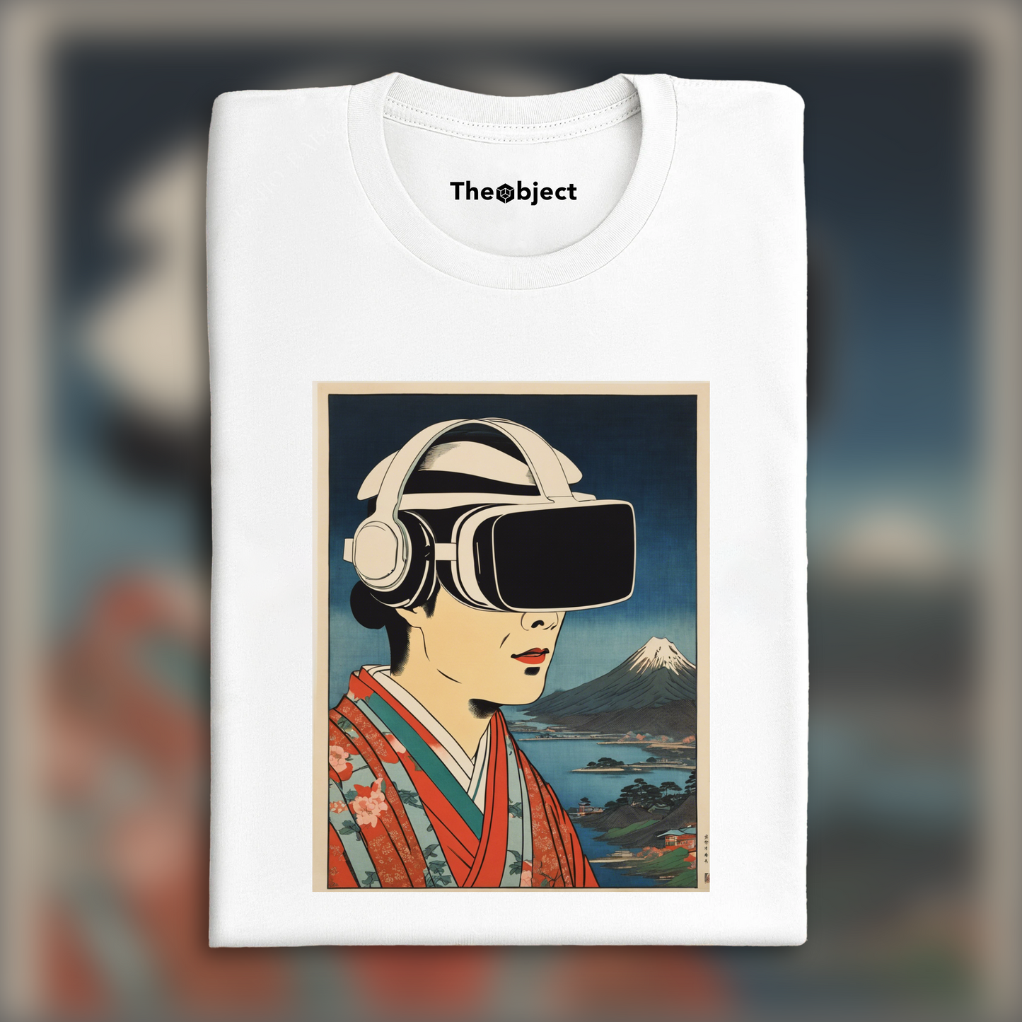 T-Shirt - Poetic ukiyo-e views, fleeting moments, close up of a men with a virtual reality headset - 3570796275