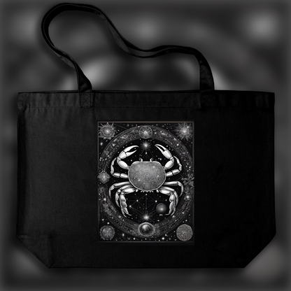 Tote bag - Constellations beautiful drawing, black background, Astrology, a crab - 269355057