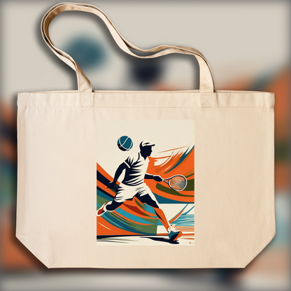 Tote bag - Clean American, modern and nervous illustration, Tennis player - 4283238361