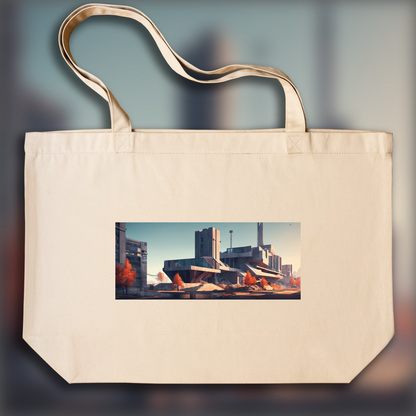 Tote bag - Low polygon, Brutalist architecture, city - 4266755409