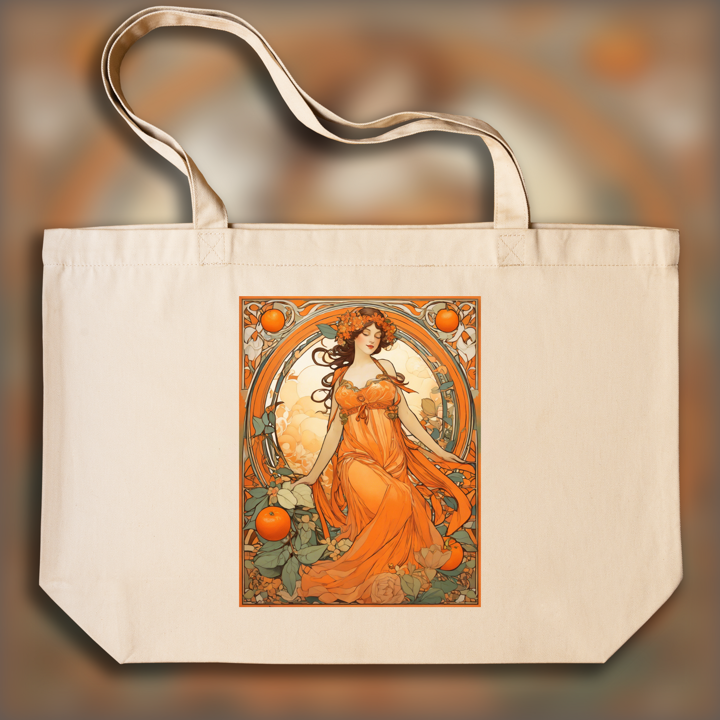 Tote bag - Enchanting fusion of ornate lines and flowing shapes, Orange  - 3550359533