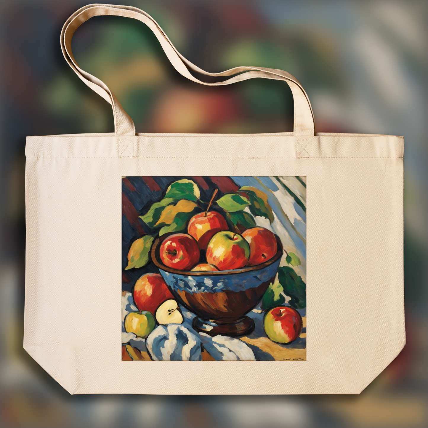 Tote bag - Fauvism with colorful landscapes, Apple - 3264252907