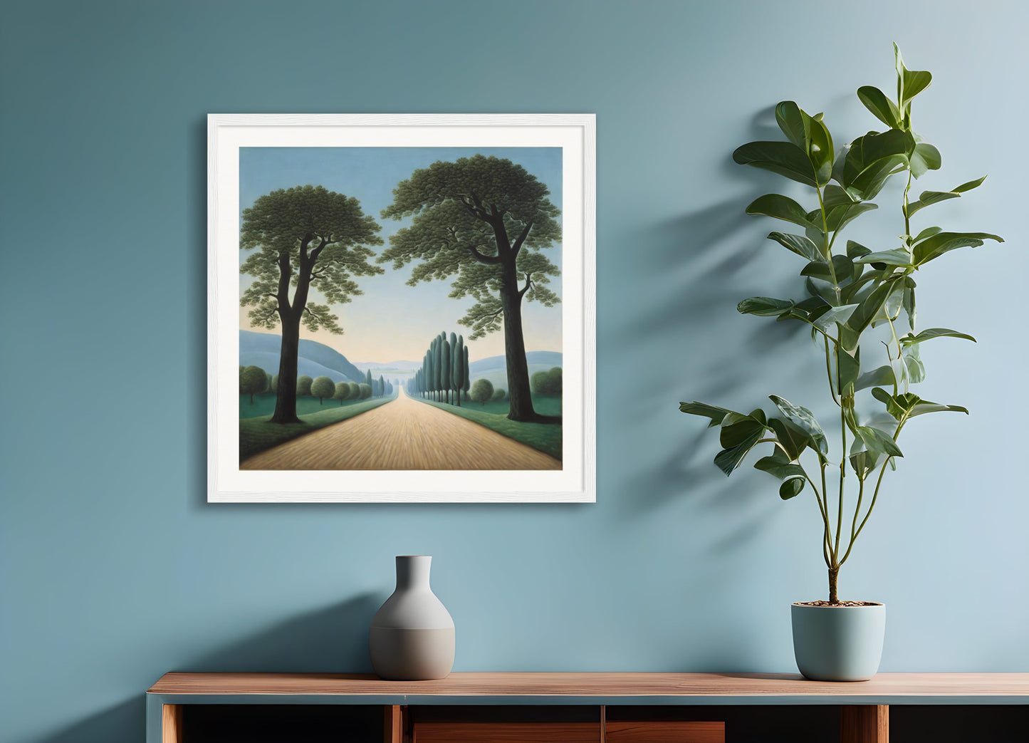 Poster with wood frame: Belgian surrealism, Road