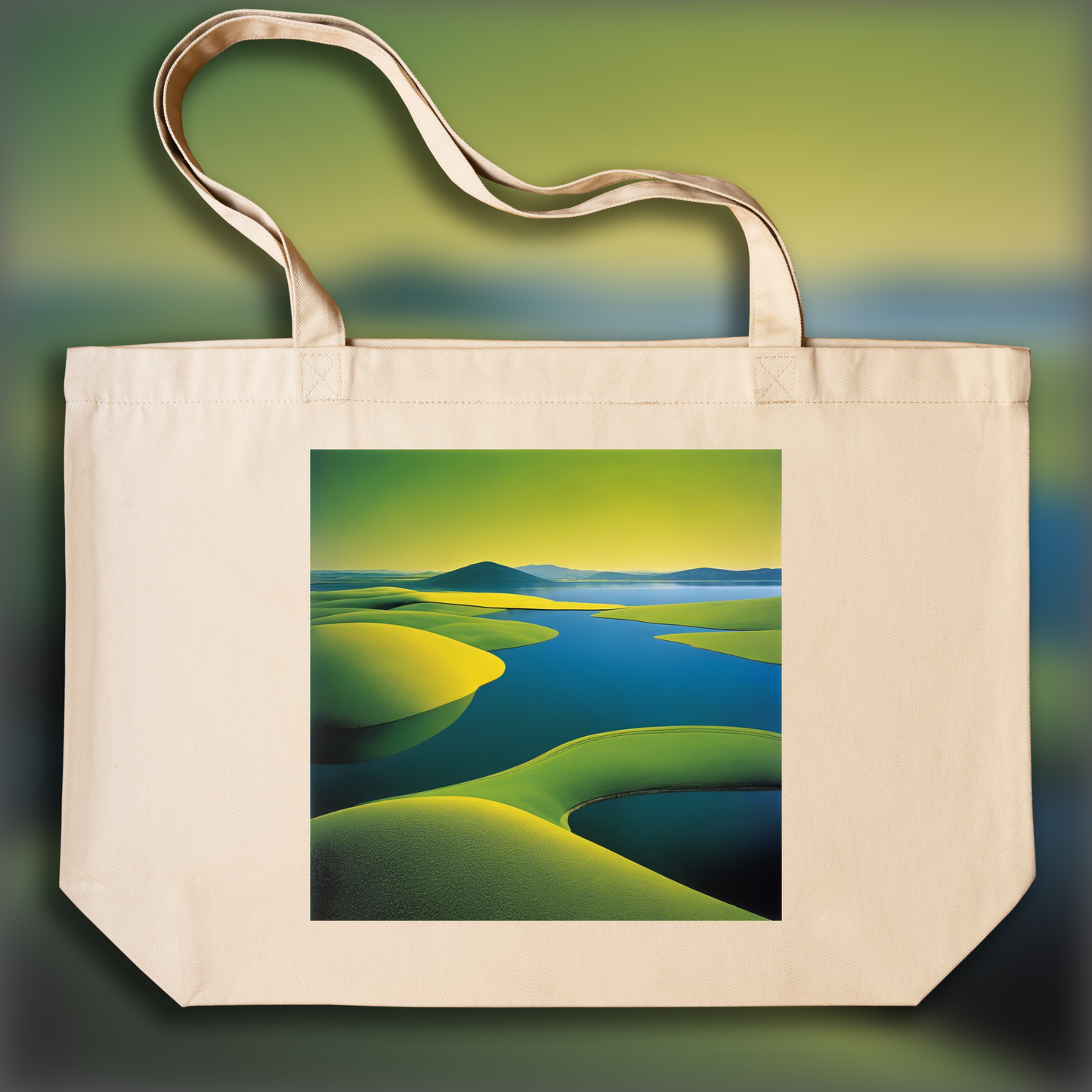 Tote bag - Abstractions, geometric compositions in landscapes, Lake - 3401843125