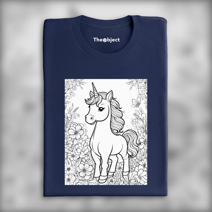 T-Shirt - Drawing for coloring, A baby cute unicorn - 259140410