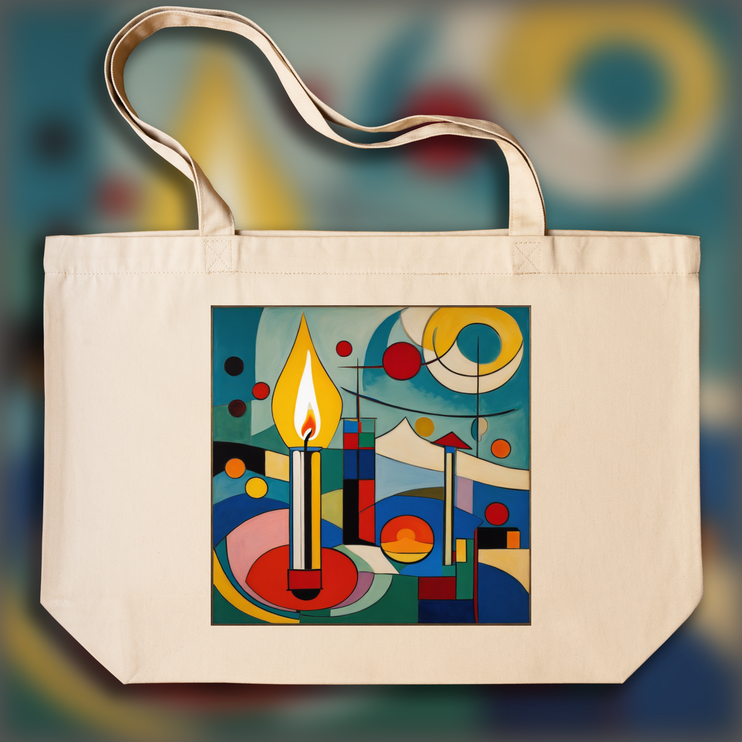 Tote bag - Art abstrait géométrique, Bougie - 972237641