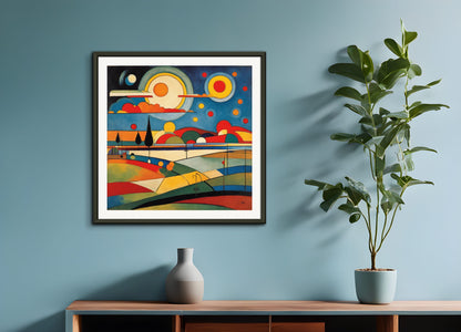 Poster with metal frame: Wassily Kandinsky, Sun