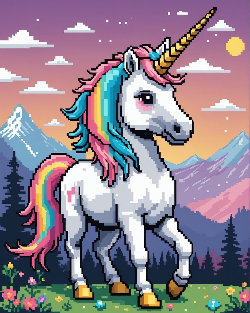 Image - Pixel art, Licorne - 3704968282