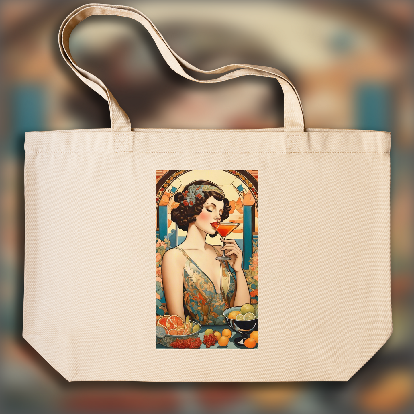 Tote bag - Peinture féministe danoise Art Nouveau, Cocktail - 2579959205