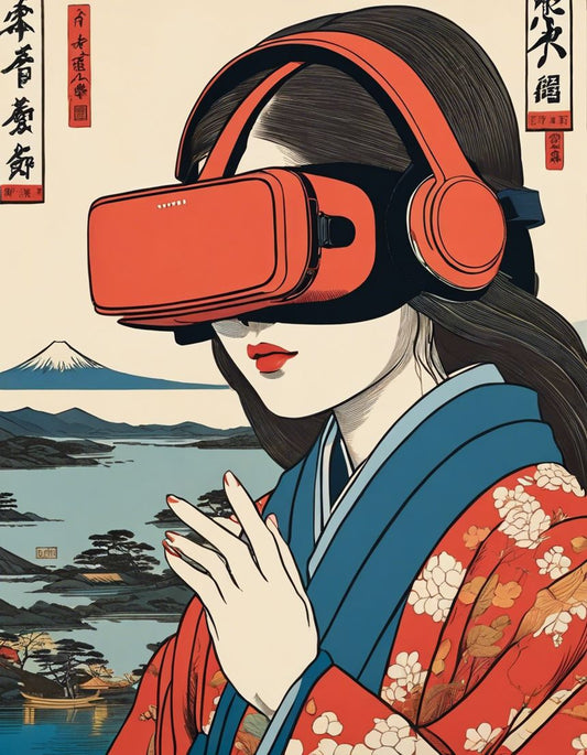 Image - Vues poétiques ukiyo-e, moments fugaces, close up of a women with a virtual reality headset - 4035442234