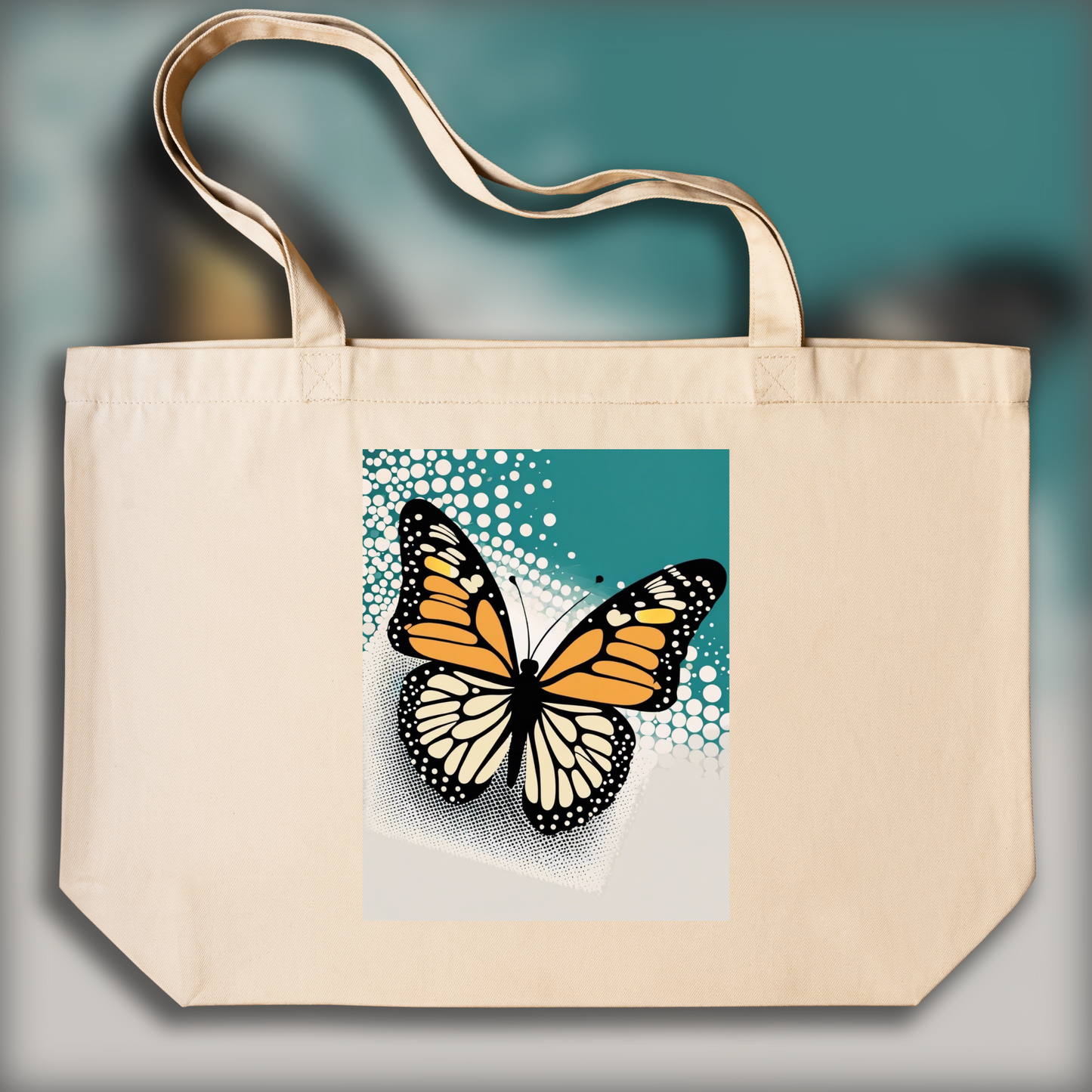 Tote bag - Art en points demie-teintes, Papillon - 3643641099