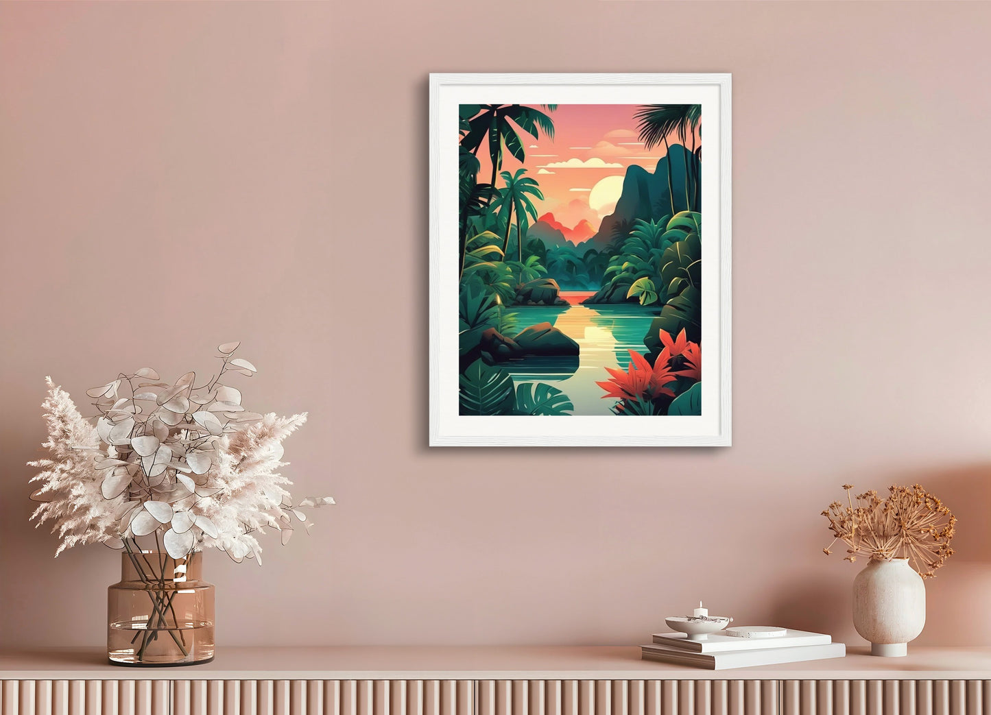 Poster with wood frame: Tropical jungle, Candle