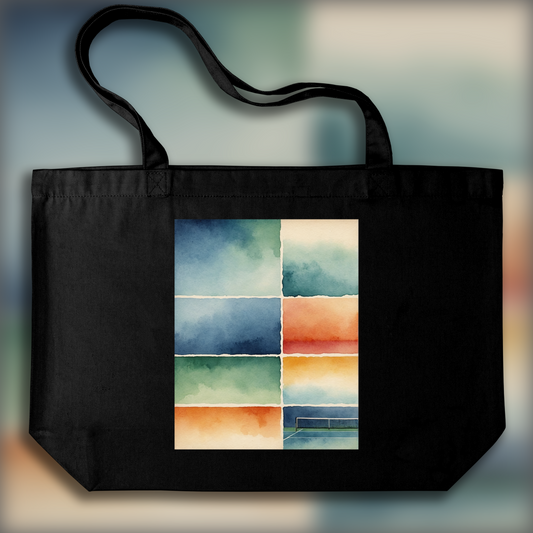 Tote bag - Aquarelle abstraite sur dégradés de couleurs, Court de tennis - 3604858918