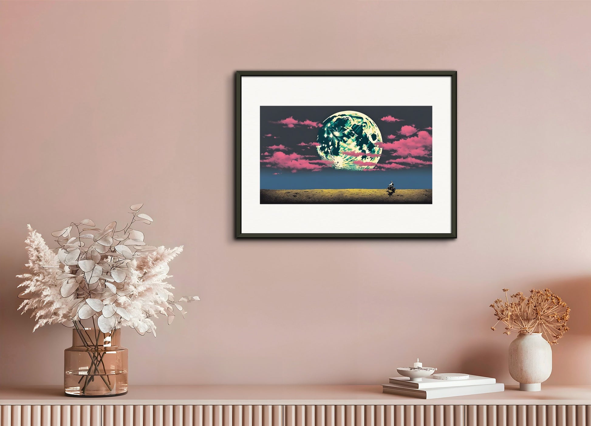 Poster with metal frame: Bansky, Moon and clouds