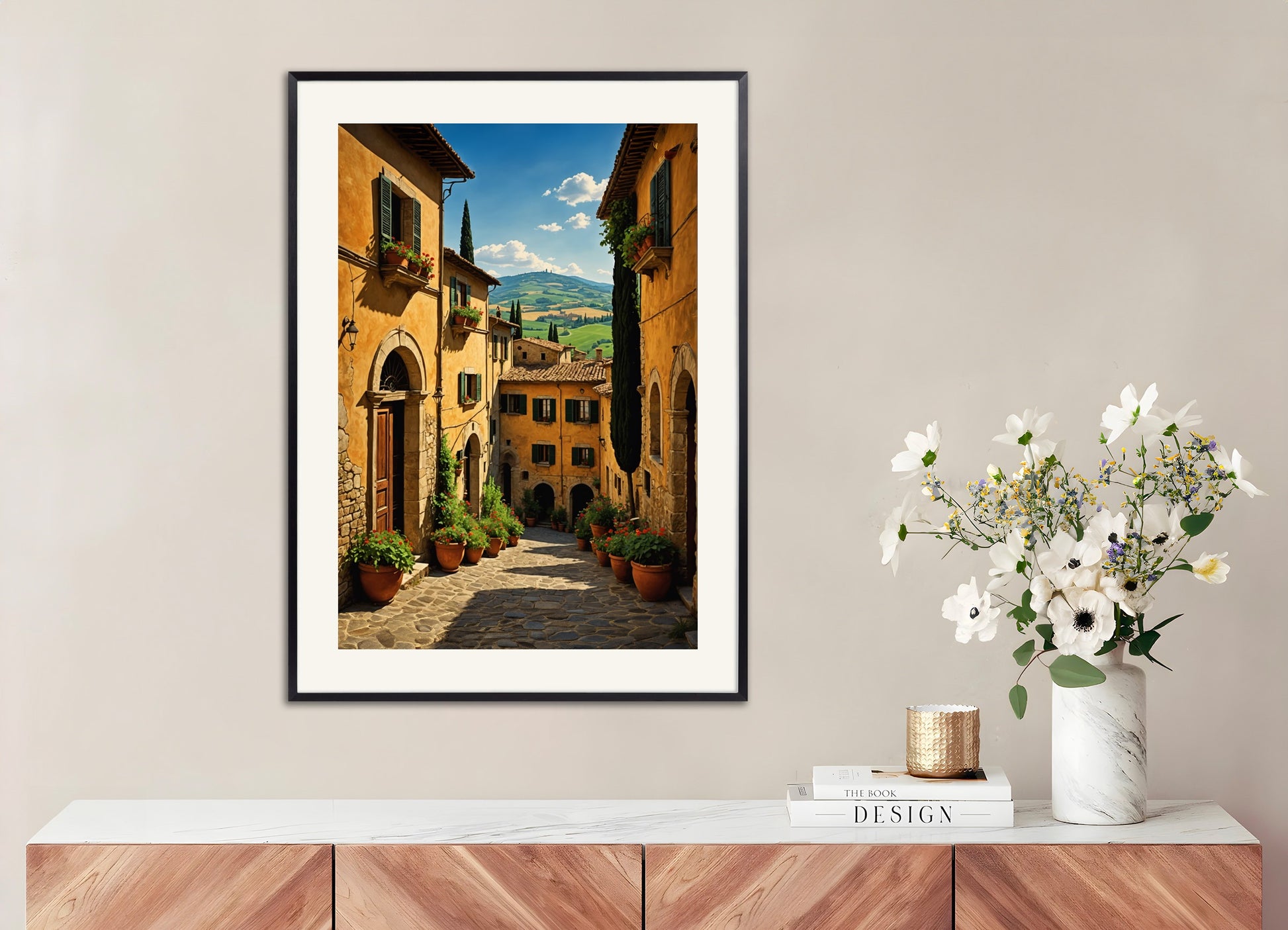 Poster with metal frame: Vineyard in Tuscany